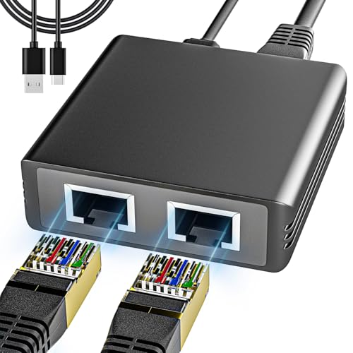 BLIYEE 2 Port Gigabit Ethernet Switch 1000Mbps Network Switch Adapter Easy LAN Expansion for PC Router Plug & Play Stable Wired Connection RJ45 Cat5/6 Compatible