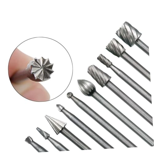 Set de 10 fresas de acero rápido para talla madera miniatura 5