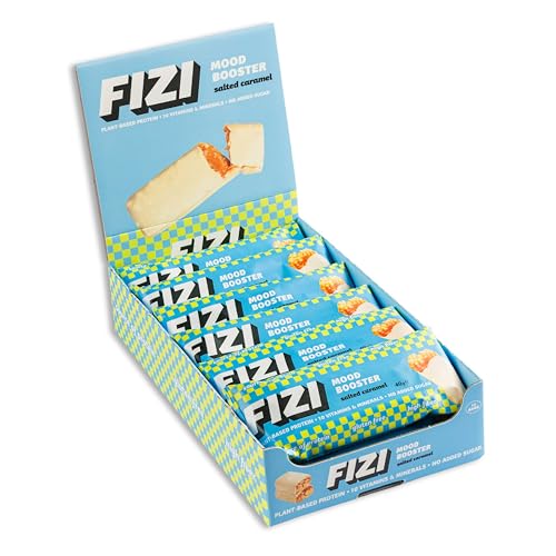 FIZI Barritas de SALTED CARAMEL - MOOD BOOSTER - Barritas Veganas Sin Azúcar Añadidas - Gluten Free