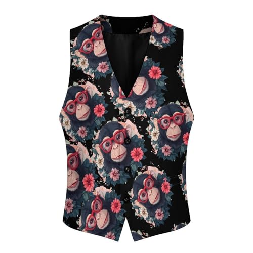 Funny Monkey Men's Suit Vests Dress Vest V-Neck Waistcoat Slim Business Formal with Pocket4