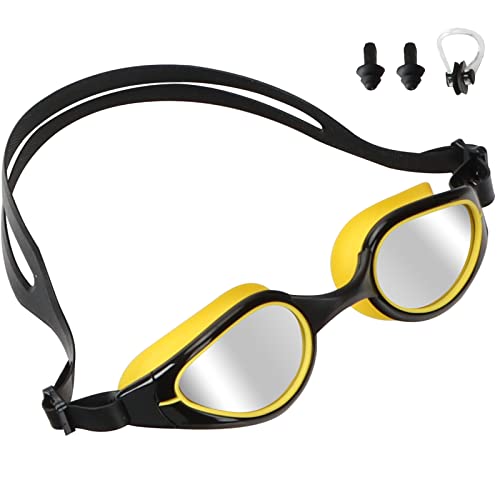 Glaxcidy Lunettes de Natation, Adultes Anti-UV et Anti-buée Verres Ombre Lunettes de Piscine, Vision à 180 ° Lunettes de Plongée avec Réglage Silicone Sangle pour Hommes, Femmes, Jeunes, Unisexe Cover