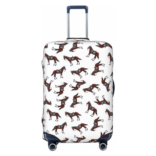 Classic Cool Horse Brown_A Luggage Cover Protector Anti-Scratch Washable Fits 18-32 Inch Luggage-Medium