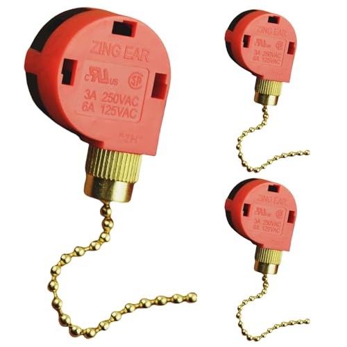 Image of Zing Ear ZE-268S1 Pull Chain Switch 3 Speed 4 Wire 125V 6A 250V 3A Repair Kits Replacement Rotary Control Fit for Ceiling Fans Antique Wall Lights Cabinet Lamps 2PCS