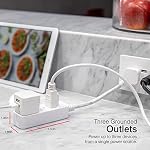 GE Pro Mini 3-Outlet Power Strip, 6 Inch Designer Braided Extension Cord, Grounded, Flat Plug, Warranty, UL Listed, White/Gray, 45190