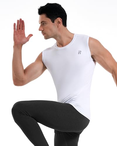 Runhit Sport Unterhemd Herren Weiß – Leichtes Ärmelloses Laufshirt für Training Fußball und Alltag L