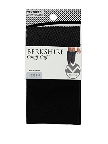 Berkshire Women's Plus-Size Comfy Cuff Chevron Trouser Socks, Black, Plus Size