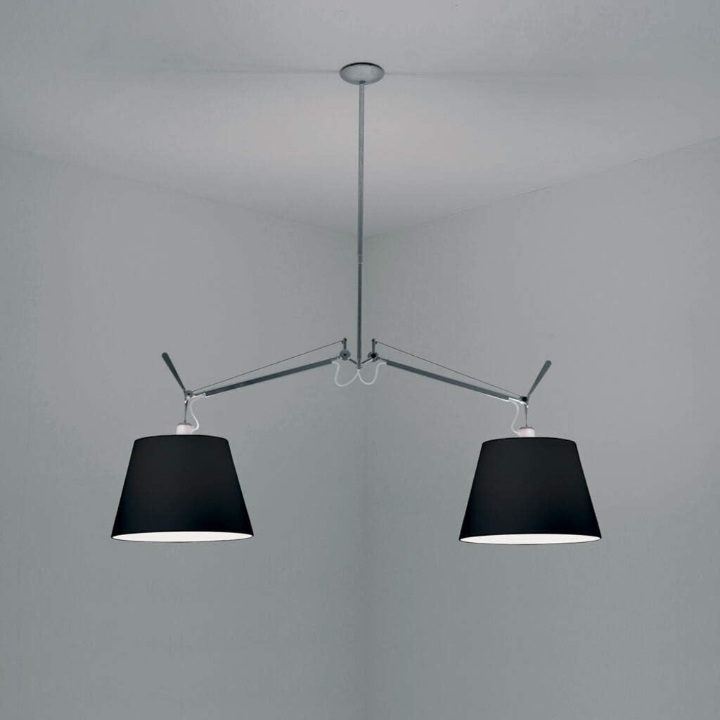 Artemide TOL1050 Tolomeo - One Light Double Shade Suspension with 14" Diffuser, Shade Options: Black