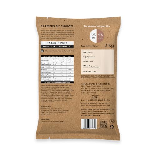 Image of Two Brothers Khapli Multigrain Atta (2kg)| 8 Super Grains Flour Mix, Diabetic Friendly |High Fibre & High Protein | Low GI Atta | Khapli, Jowar, Jau, Ragi, Soybean, Kulthi, Chana, Alsi