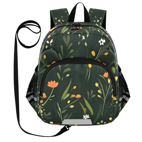 Kid's Backpack for Boys & Girls Toddler Bag Cute Small Floral Backpack with Safety Leash
