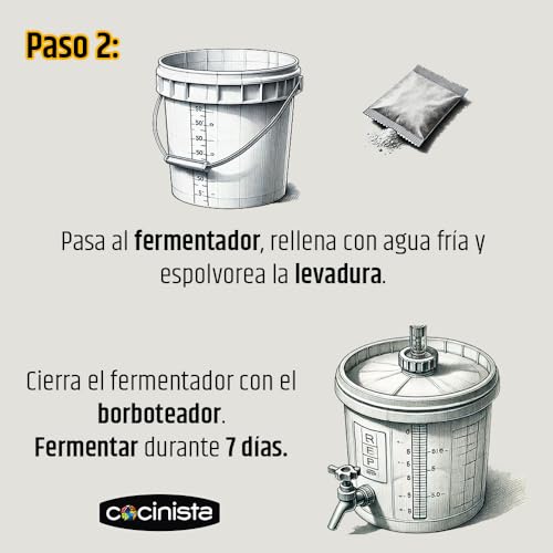Miniatura 3 de Cocinista Kit Para Hacer Cerveza En Casa 30l Con Extracto De Malta Lupulizado, Fermentador Graduado, Accesorios De Embotellado Y 50 Botellas Ámbar 33 Cl Incluidas