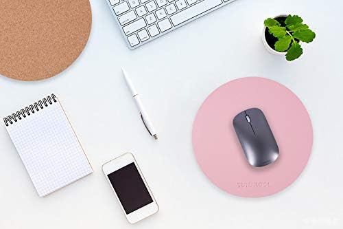 Mouse Mat, Mouse Pad, TUNJILOOL Small Round Mousepad, Natural Cork & PU Leather Non-Slip Waterproof Thin Mouse pads for Computers Laptop Office Home