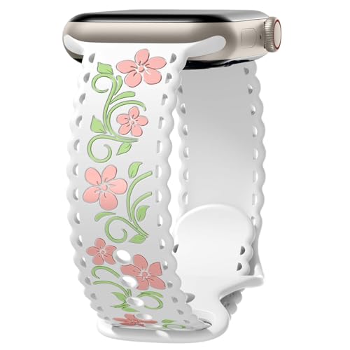 Bracelet Apple Watch motif fleurs idéal pour le sport et le bureau en silicone confortable