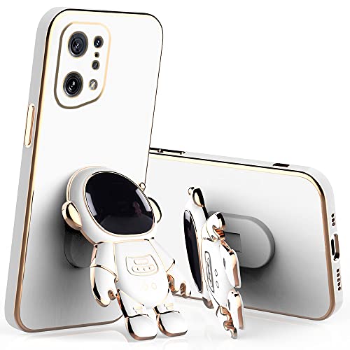 Compatibile con Cover Oppo Find X5 Pro Antiurto Custodia Oppo Find X5 Pro con Supporto Astronauta 3D Sottile Anti-Graffio Case silicone tpu bianco