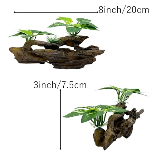 Image of Fish Tank Decorations Aquarium Decor Ornaments Betta Silk Leaf pad Hammock Artifical Driftwood Cave Goldfish Bowl Accessories (Type-B)