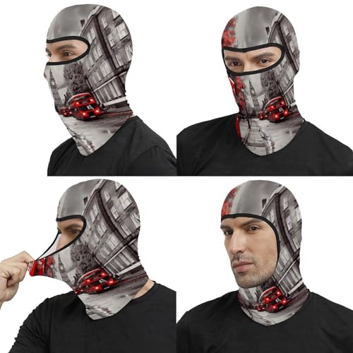 Máscara de cara Red London Street para hombre, balaclava fashion, transpirable, suave, antiviento para bicicleta, conducción, montañismo y esquí miniatura 5