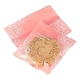 Pokinge 100 Pcs Moon Cake Plastic Bags, Thicken Flower Lace Pattern Mooncake Container Hot Seal Bags, Biscuit Cookie Packaging Bags for Snack, 3.93x5.31 inches