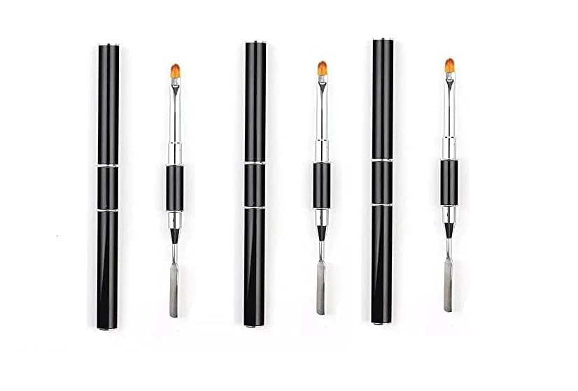 Dual-Ended Poly gel Nail Brush & Picker, 2 in 1 Designs Poly gel Nail Brushes, Stainless Steel Gel Nail Brush Poly gel Slice Tool for Poly Gel UV Gel Acrylic Nails Extension (Pack of 3)-image-36