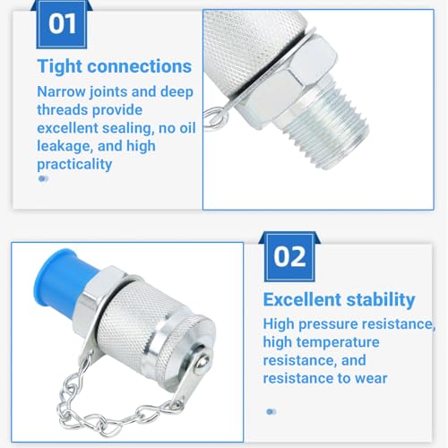 Image of Hydraulic Test Coupling Adapter Kit High Pressure with Sealing Thread for Hose Fitting Oil Measuring Tool(NPT1 /4)