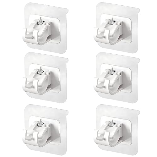 Soportes de Barra de Cortina Autoadhesivos,6 Piezas Soportes para Ganchos de Cortina Soporte Barra Cortina Sin Taladrar para Sala de Estar, Dormitorio, Baño, Hotel (White)