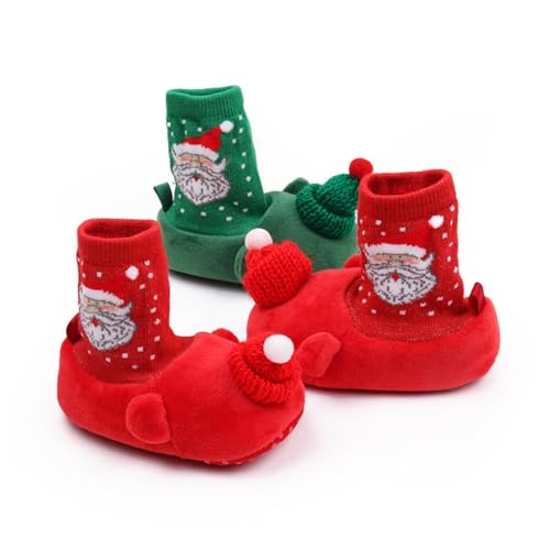Toddler Shoes for Girl Infant Christmas Booties Soft Baby Santa Winter Warm Fleece Slippers Snow Lace up Shoes for Girls3