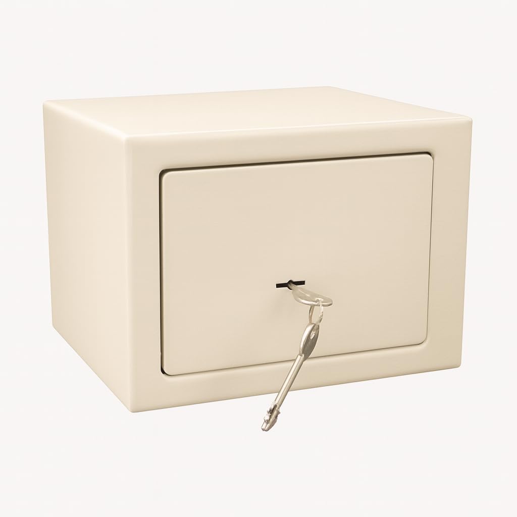 Mechanical Safe | Locker Intelligent Metal Deposit Key Locker-(25 x 35 x 25) cm - Ivory