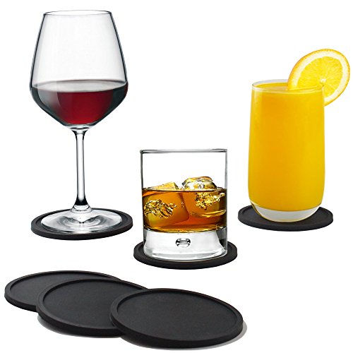 Kitchen Basix Sleek Silicone Coasters, Set of 8 - Black