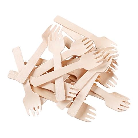 Gmark 4" Mini Wooden Spork 200 ct, Biodegradable Compostable Birchwood Fork Spoon 2-in-1 Utensil (200pcs/bag) GM1058 Cover