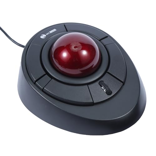 MCSaite Wired Trackball Mouse with Scroll Wheel - Red Ball