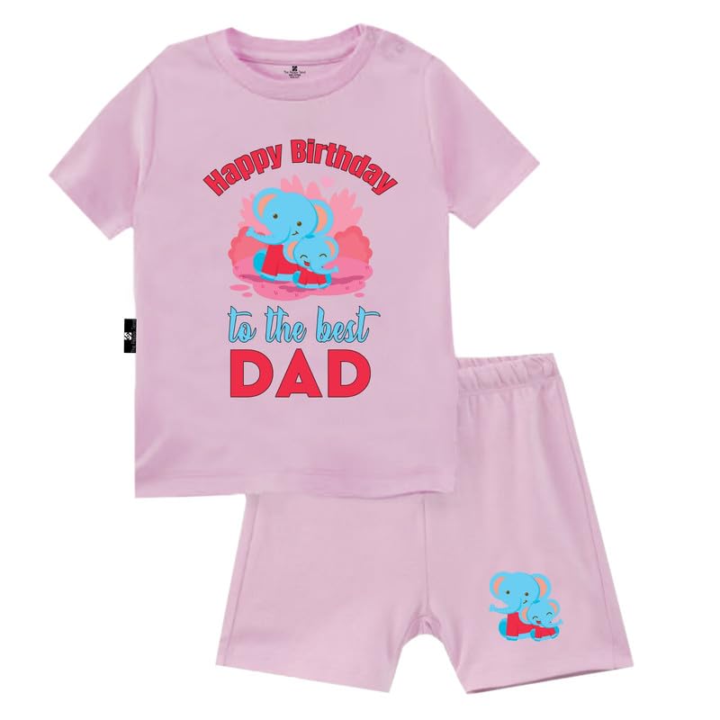 "Happy Birthday to the Best Dad Baby Unisex Printed 100% Cotton T-shirt Shorts Set Half Sleeves Regular Fit-image-5