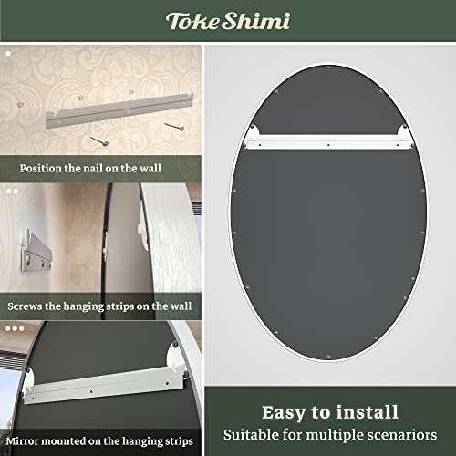 Tokeshimi Oval Mirrors For Wall Decor 24X36 Inch With Non-Rusting Aluminum Alloy Brushed Silver Matte Framed Wall Mounted For Bathroom, Entryway, Living Room, Bedroom ,Vanity, Vertical Or Horizontal #TOP4