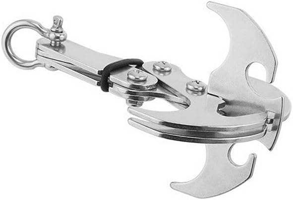 4 Claws Stainless Steel Grappling Hook Grapnel Hook Foldable Multi Functional Climbing Hook Anchor Hook for Anchor Retrieving Outdoor Hiking Survival(M)