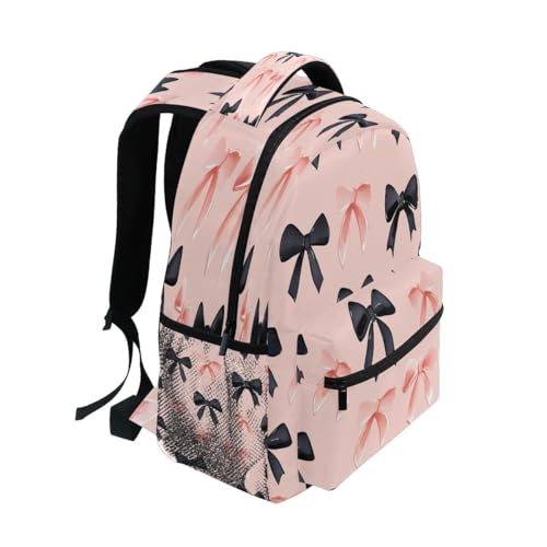 Pink Black Bows Pattern Kids Backpack for Boys Girls Backpacks Student Backpack Big For Elementary School Shoulder Bag Bookbag2