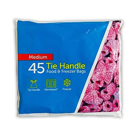 FOOD BAGS Tie Handle Bags Resealable bags Sandwich bags food freezer bags (45 x Medium Tie Handle) Cover