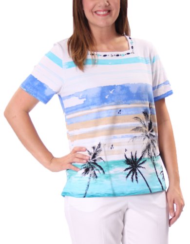 T-shirt Palm Tree Scene Alfred Dunner haut été taille petite