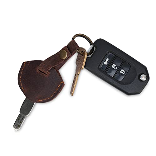 Cestantiq, Leather Key Sleeve, Key Ring Holder, Vintage Cover, Stylish Accessories, Handmade Brown #TOP28
