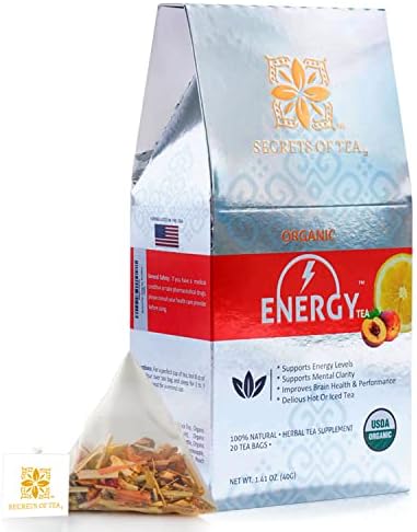 Secrets Of Tea- Energy Tea for Positive Energy levels, Stress Relief, And Focus Support, Energy Drink Alternative, Natural Caffeine from Black Tea, Astragalus + Nettle Tea, 40 Cups
