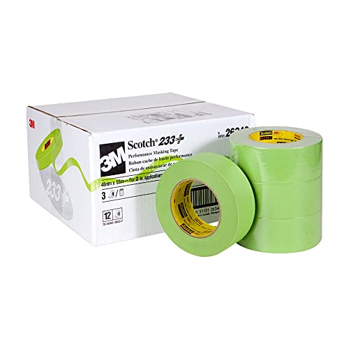 Image of 3M Scotch Performance Masking Tape 233+ 26340, Moisture Resistant, Flexible, Green Color, 48 mm x 55 m, 12 /Case