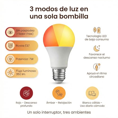 Bombilla LED roja E27 luz nocturna para dormitorio y rutina de sueño Toys4Boys pack de 2 5