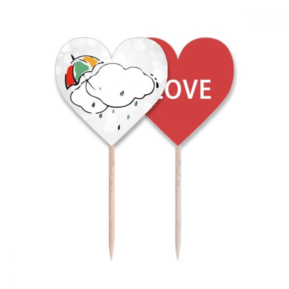 Cure-dent drapeau parapluie météo nuage et cœur pour décoration de buffet