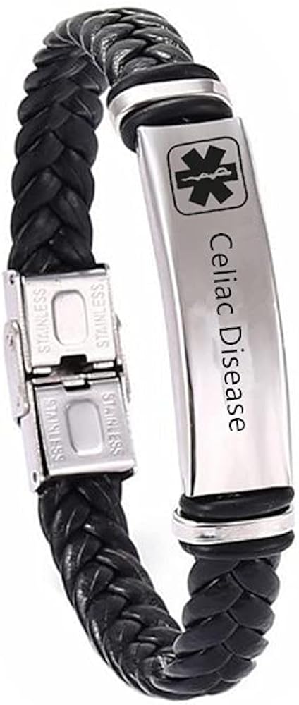 ZKXXJ Medical Alert ID Necklace & Bracelet Set - Stainless Steel Pendant & Leather Cuff, Customizable Engraving For Allergies & Medical Conditions - View #14