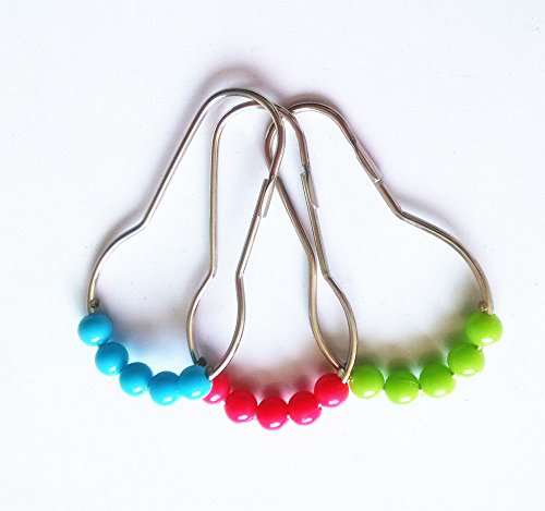 Yueton B010SHE4FG 12Pcs Colorful Acrylic Plastic Beads Rolling Ball Shower Curtain Hooks thumb #1