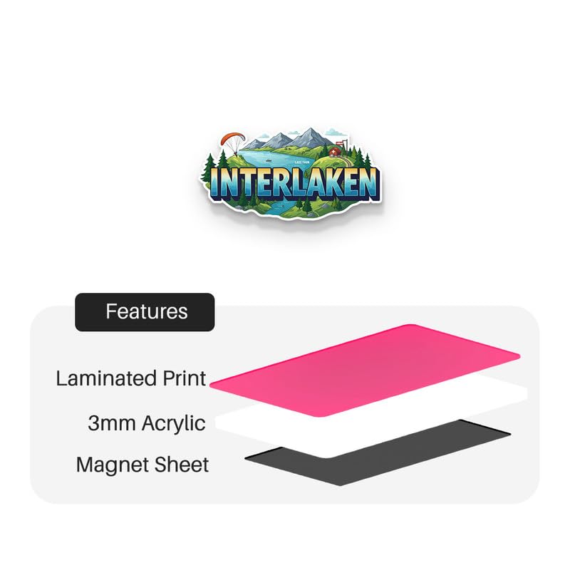 Image of Interlaken Fridge Magnet, Glossy Finish, Stylish Magnet for Fridge, Wardrobe & Metal Surfaces