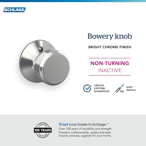 Image of Bowery Knob Non-Turning Lock, Bright Chrome (F170 BWE 625)