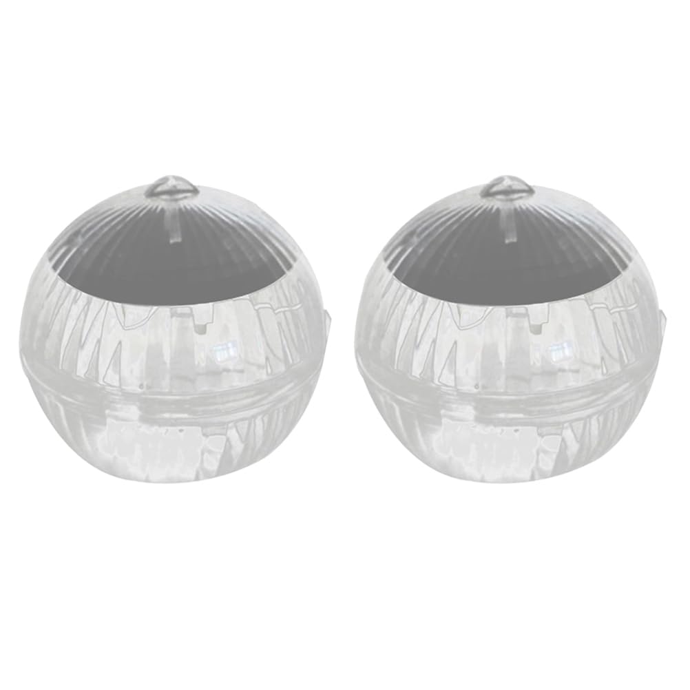 Yardwe 2 Pack Solar Ball Waterproof Pool Lights for Outdoor Decor Pond Garden Warm White Led Lotus Shape