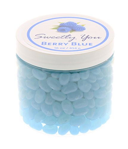 Jelly Belly 1 LB Berry Blue Flavored Beans. (One Pound, 1 Pound) Bulk Jelly Beans in a resealable and reusable jar.