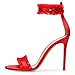SAndal Tacchi Alti Rossi da Donna Open Toe Una Parola Fibbia Tacchi A Spillo Superficie di Stoffa Spillo Fondo Piatto Estate Discoteca Testa Mostra Tacchi Alti,Rosso,46