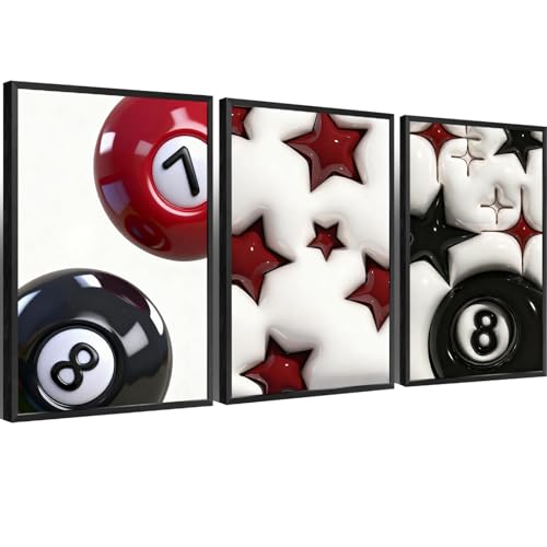 8 Ball Black And White Wall Art Black Red Star
