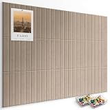 Filz Pinnwand Selbstklebend 120 x 90 cm, 12 Pack Pinnwand Kork Alternative für Wand, Dekorative Vision Board Fotowand Pin Board Memoboard mit 60 Stück Pinnnadeln für Büro, Küche, Schule (Tan)