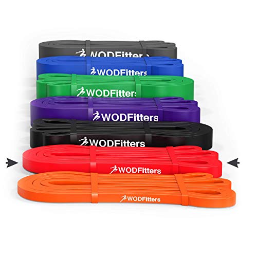Wodfitters Stretch Resistance Pull Up Assist Band With Eguide, #1 Red- 10 To 35 Pounds (1/2 "4.5Mm) #TOP6