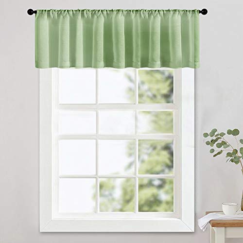 Mrtrees Sheer Valances 54 X 16 Inch Living Room Windows Voile Valance Bedroom Sheer Curtain Valances Rod Pocket Window Treatment Light Filtering 1 Panel Green #TOP25